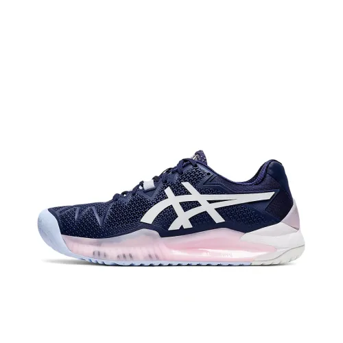 Asics Gel Resolution 8 Low Топ Беговые кроссовки Женские Темно-синий Белый