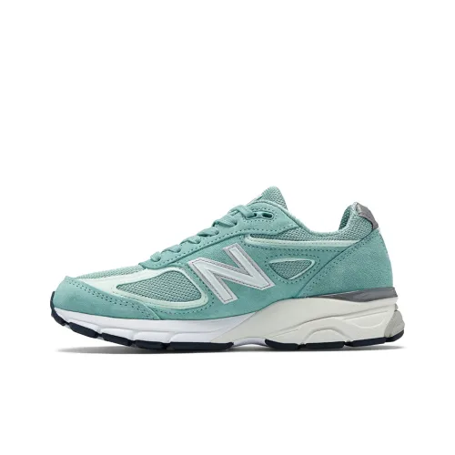 New Balance NB 990 V4 Поддержка Устойчивость к истиранию Низкий Топ Беговые кроссовки Женские Мятно-зеленый Vintage Casual