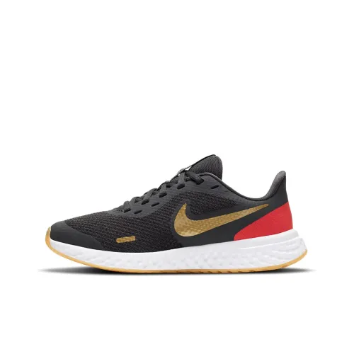 Nike REVOLUTION 5 Амортизаторы Slip-resistant устойчивые к истиранию Низкий топ Беговые кроссовки Женские Черный Золотой Красный