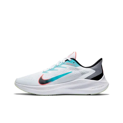 nike Zoom Winflo 7 Low Топ Воздух Zoom Повседневный Тренировки Беговые кроссовки Мужской Белый зеленый красный