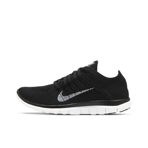 Nike Free RN 4,0 Амортизаторы Slip-resistant Низкий топ Повседневные беговые кроссовки Женские Черный Белый