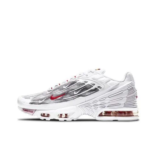 Nike Air Max Plus 3 Амортизация Устойчивость к истиранию Покрытие Поддержка Низкий Топ Беговые кроссовки Мужские Белый Серый Красный Tn С принтом