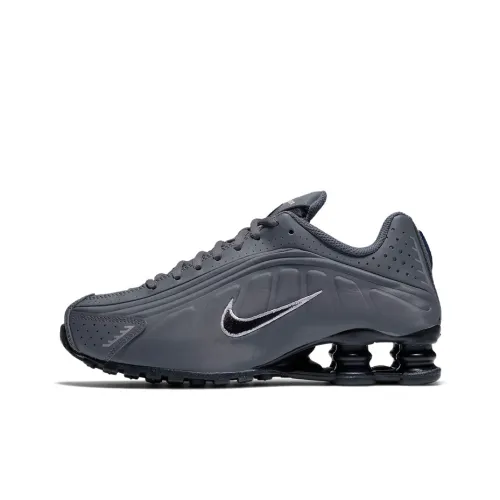 Nike Shox R4 Амортизаторы Slip-resistant устойчивые к истиранию легкие низкий топ беговые кроссовки женские серый