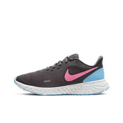 Nike REVOLUTION 5 Амортизирующие Дышащие Противоскользящие Низкие Беговые кроссовки Женские Серый Синий Розовый