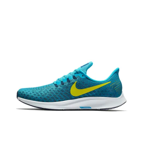 Nike Pegasus 35 Slip-on Устойчивый к истиранию Легкий Низкий Топ Марафон Беговые кроссовки Мужской Озерно-голубой