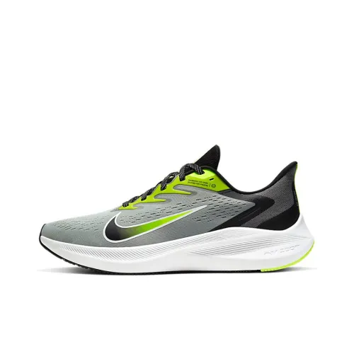 Nike Zoom Winflo 7 Амортизаторы Slip-resistant Низкий топ Марафон Беговые кроссовки Мужской Черный Серый Зеленый