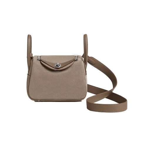 HERMES Lindy GRIZZLY Swift Телячья кожа Сумка Мини Женские Гравийный серый