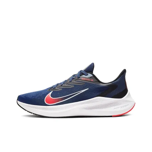 Nike Zoom Winflo 7 Амортизация Легкий Низкий Топ Воздушная Подушка Повседневные Беговые Кроссовки Мужские Темно-Синий