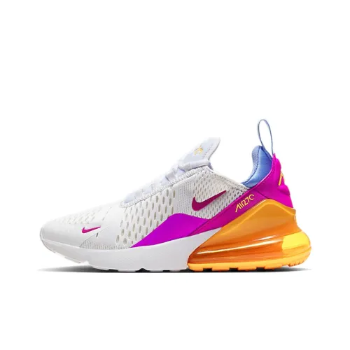 Nike Air Max 270 Low Топ Air Cushion Марафон Беговые кроссовки Унисекс Белый Розовый Оранжевый