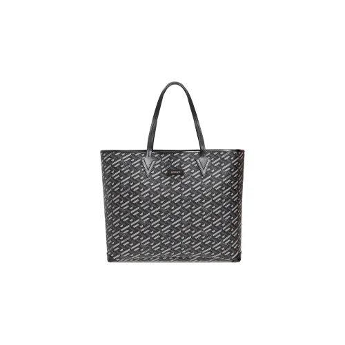 VERSACE Холст Телячья кожа Тоут Сумка Сумка для покупок Сумка через плечо Сумка Обычная Унисекс Черная