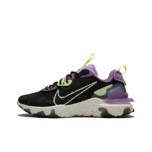 Nike React Vision Shock Absorbers Slip-Resistant Low Top Casual Running Shoes Men's Black Purple Найк React Vision Shock Absorbers Противоскользящие Низкие Кеды Повседневные Беговые Кроссовки Мужские Черный Фиолетовый