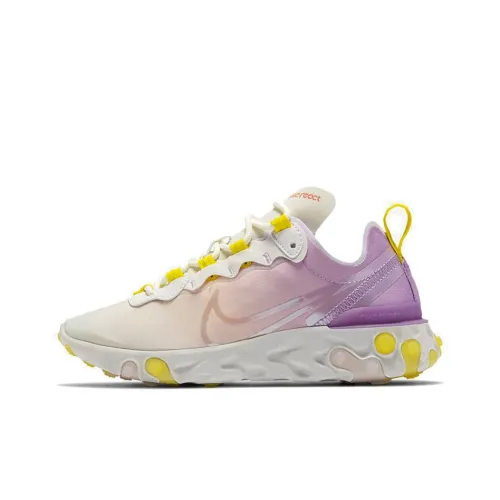 Nike React Element 55 Амортизаторы Shock Absorbers Противоскользящие Низкие Кроссовки для Беговых Тренировок Женские Белый Фиолетовый Градиент