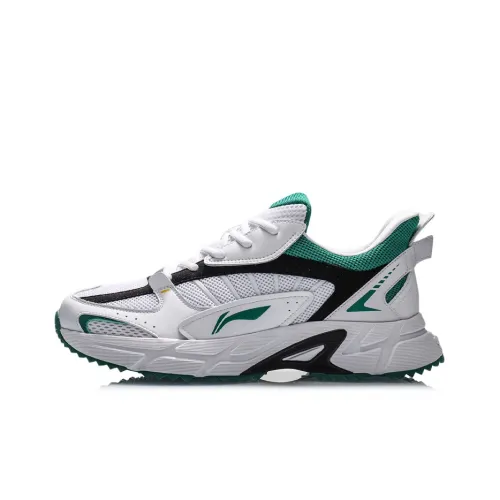 LiNing Shock Absorbers Slip-Resistant Low Top Беговые кроссовки Мужские Белые Зеленые