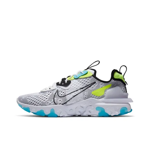 Nike React Vision Shock Absorbers Slip-Resistant Low Top Casual Running Shoes Men's Gray Blue Yellow Найк React Vision Shock Absorbers Противоскользящие Низкие Кеды Повседневные Беговые Кроссовки Мужские Серый Синий Желтый