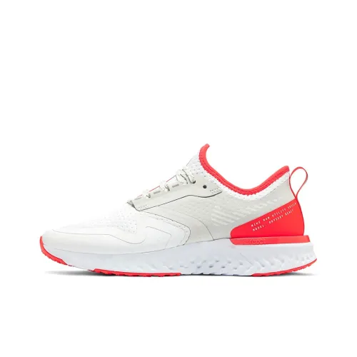 Nike Odyssey React 2 Амортизаторы Slip-on Резистентный Низкий Топ Повседневные Беговые кроссовки Женские Белые Серые Красные
