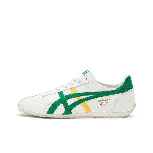 Onitsuka Tiger Runspark Амортизация Противоскользящий Легкий Низкий Топ Повседневные Беговые Кроссовки Унисекс Белый Зеленый Желтый