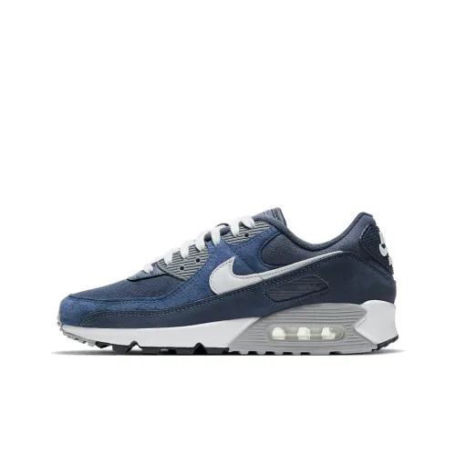 Nike Air Max 90 Амортизация Покрытие Низкий Топ Air Cushion Беговые кроссовки Мужской Морской синий