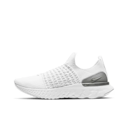 Nike React Phantom Run Flyknit 2 Амортизаторы Shock Absorbers Противоскользящие Низкие Кроссовки для Бега Casual Женские Белые Серые