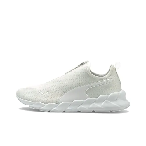 PUMA Weave Zip Шокаблоки Противоскользящие Низкие Беговые кроссовки Женские Белые