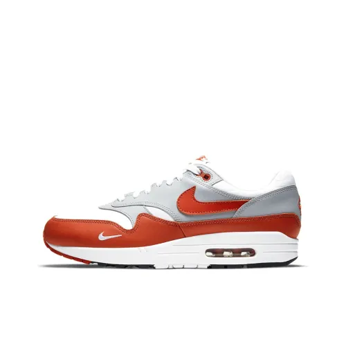 Nike Air Max 1 Low Топ Air Cushion Повседневные Беговые Кроссовки Унисекс Серый Белый Красный
