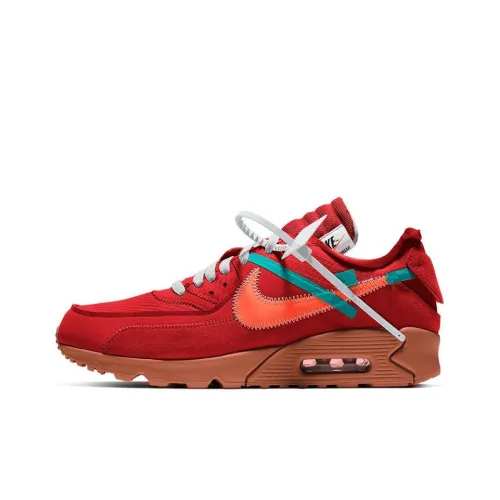 OFF Белый x Nike Air Max 90 Low Топ Беговые кроссовки Унисекс Университетский красный