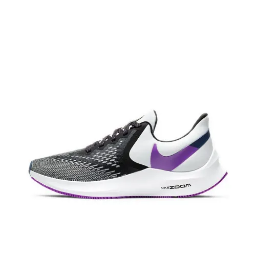 Nike Zoom Winflo 6 Нескользящий Легкий Низкий Топ Беговые Кроссовки Женские Черный Фиолетовый