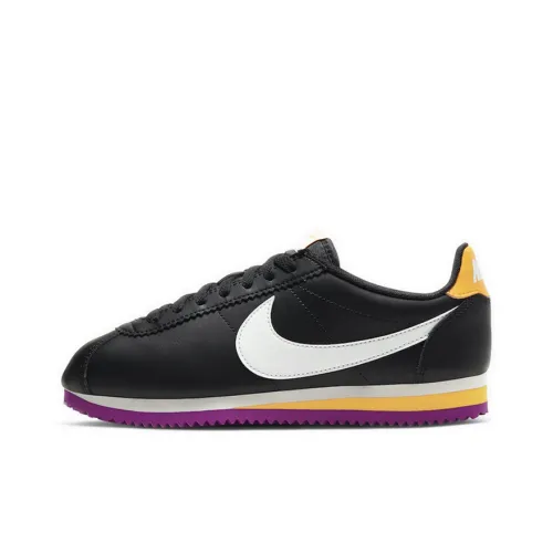 Nike Cortez Амортизация Slip-resistant Низкий топ Марафон Беговые кроссовки Женские Черный Фиолетовый