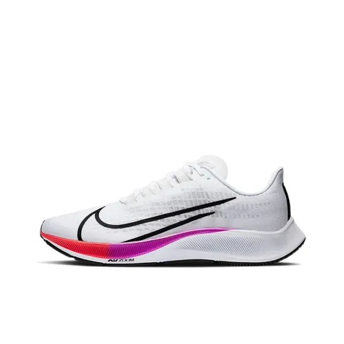 Nike Pegasus 37 Slip-on Resistant Low Top Casual Marathon Training Running Shoes Unisex White Rainbow