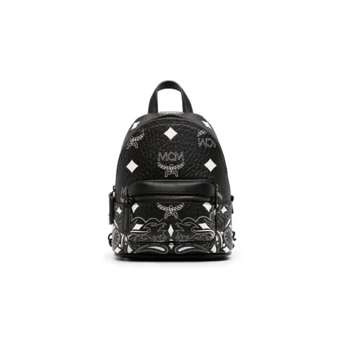 MCM Canvas Leather Backpack Women's Black MCM Холст Кожа Рюкзак Женский Черный