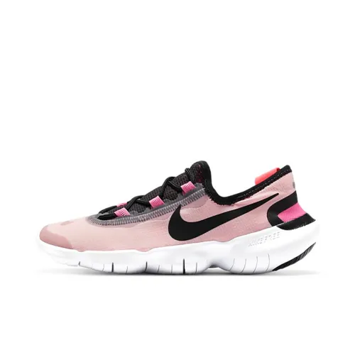 Nike Free Rn 5,0 Амортизация Устойчивость к истиранию Дышащий Отскок Низкий Топ Повседневные Беговые кроссовки Женские Черный Розовый