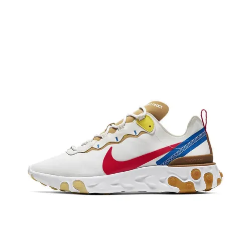 Nike React Element 55 Амортизаторы Slip-resistant Abrasion-resistant Низкий топ Повседневные беговые кроссовки Мужские Белый-коричневый