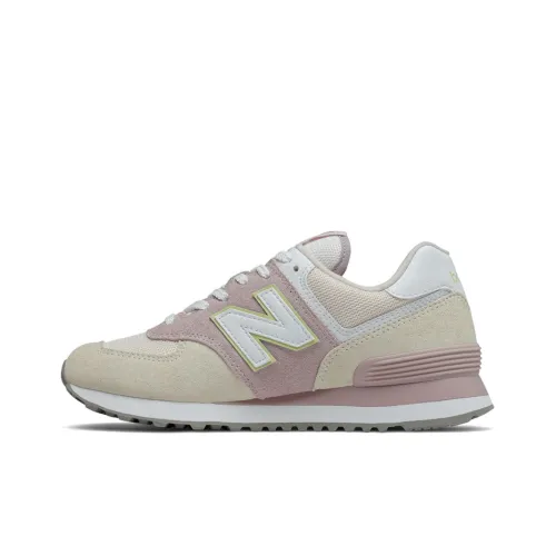 New Balance NB 574 Амортизация Дышащий Легкий Верх Низкие Беговые Кроссовки Женские Бежево-Розовые