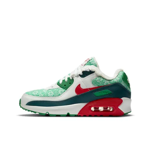 Nike Air Max 90 Low Топ Повседневные Беговые Кроссовки Женские Зеленый Белый Красный