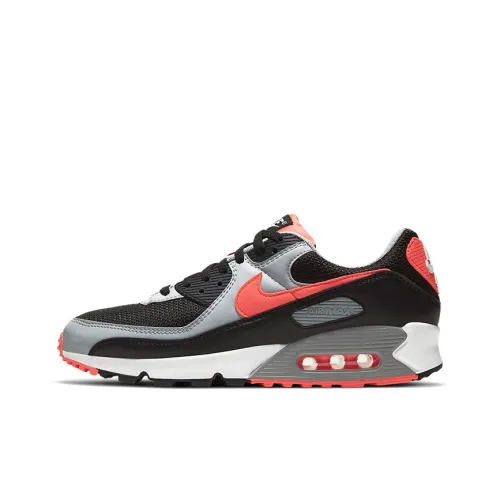 Nike Air Max 90 Low Топ Марафон Беговые кроссовки Мужской Черный Серебряный Красный