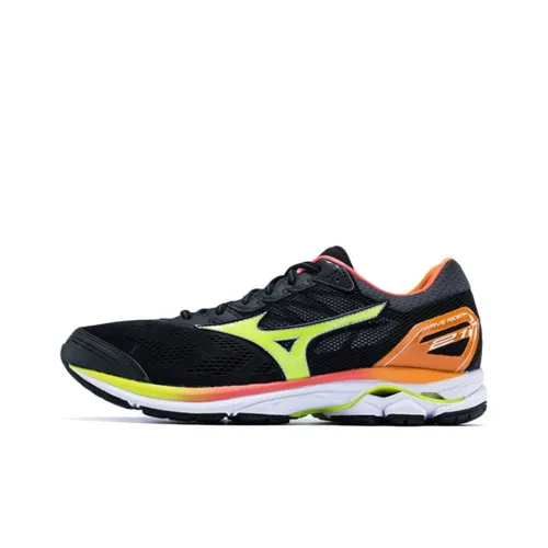 Mizuno Rider 21 Амортизация Устойчивость к истиранию Дышащие Отскок Низкий Топ Беговые кроссовки Унисекс Черный Желтый