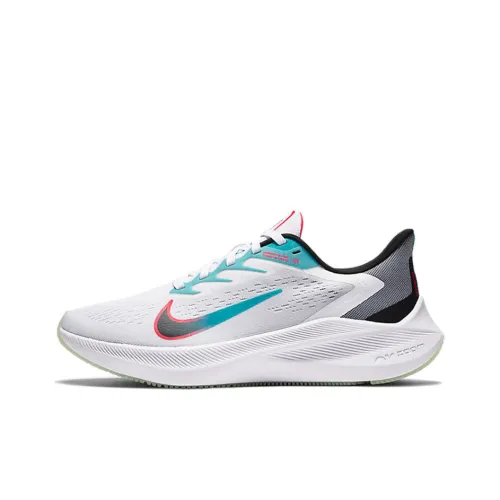Nike Zoom Winflo 7 Амортизаторы Slip-resistant Низкий Топ Воздушная подушка Беговые кроссовки Женские Белый Зеленый