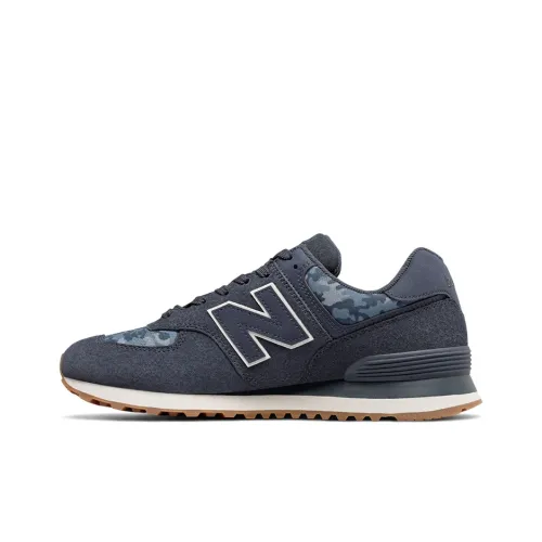 New Balance NB 574 Износостойкий Дышащий Низкий Топ Беговые кроссовки Унисекс Камуфляжный синий D Ширина