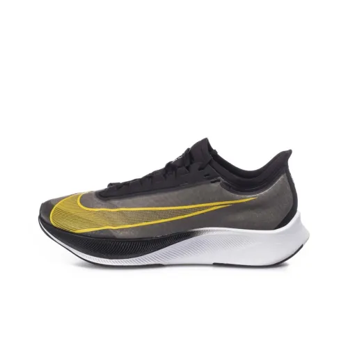 Nike Zoom Fly 3 Амортизирующие низкие кроссовки для бега на марафон противоскользящие мужские черные и желтые