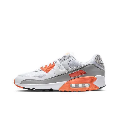 Nike Air Max 90 Легкий Низкий Топ Повседневные Беговые Кроссовки Унисекс Белый Оранжевый