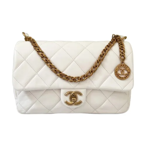 CHANEL Lambskin Flip-сумка Сумка через плечо Сумка через плечо Маленькая Женская Белая