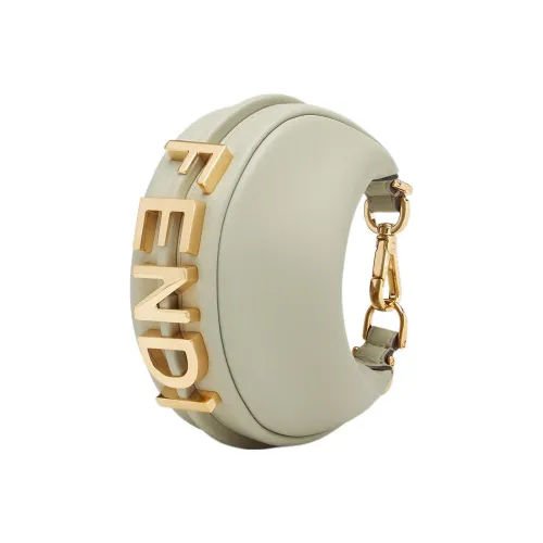 FENDI Fendigraphy Телячья кожа Сумка на запястье Экстра мини Женская Зеленая