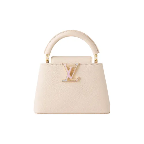 LOUIS VUITTON Capucines Taurillon Кожа Kapusin Через плечо Тоут Сумка Over Одно плечо Мини Женские Кварц Белый