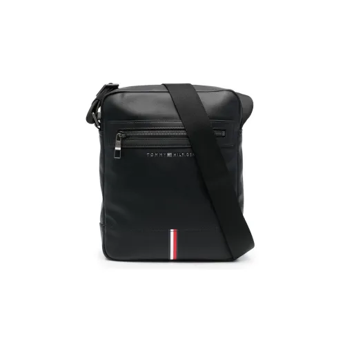 Tommy Hilfiger Телячья кожа Курьерская сумка Сумка через плечо Маленькая Мужская Черная