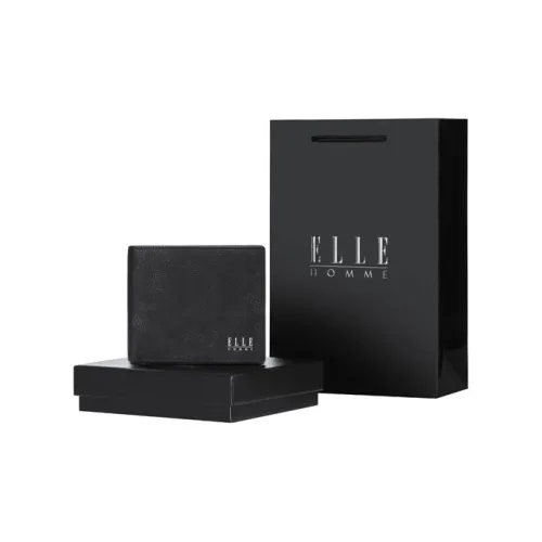 ELLE HOMME Кошелек из коровьей кожи с текстурой застежка-липучка стандартный унисекс черный