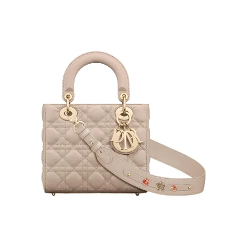 DIOR LADY DiorMy ABCDior Lambskin Сумка Lady Dior Сумка через плечо Сумка Маленькая Женская Розово-бежевая