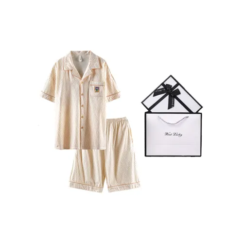 Q'NIANMA Абрикос Коробка Мужской Пижамные комплекты