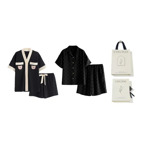 Chun Xi 1 9618+1 9585 Черный комплект + Белая коробка Унисекс Подарочные наборы пижам