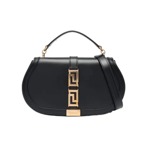 VERSACE Greca Goddess Коровья кожа Портативная Сумка через плечо Сумка на плечо Женская Черная