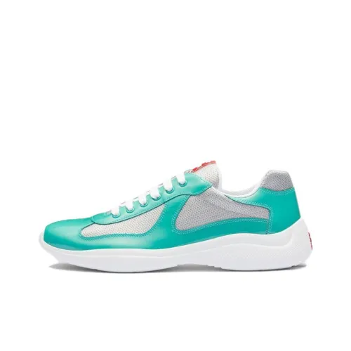 PRADA America's Cup Низкий Топ Повседневная Обувь Мужская Серебряный Изумрудно-Зеленый