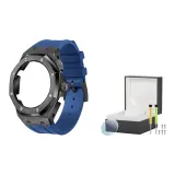 Чёрно-синий + Коробка для часов + Закаленное стекло для защиты экрана